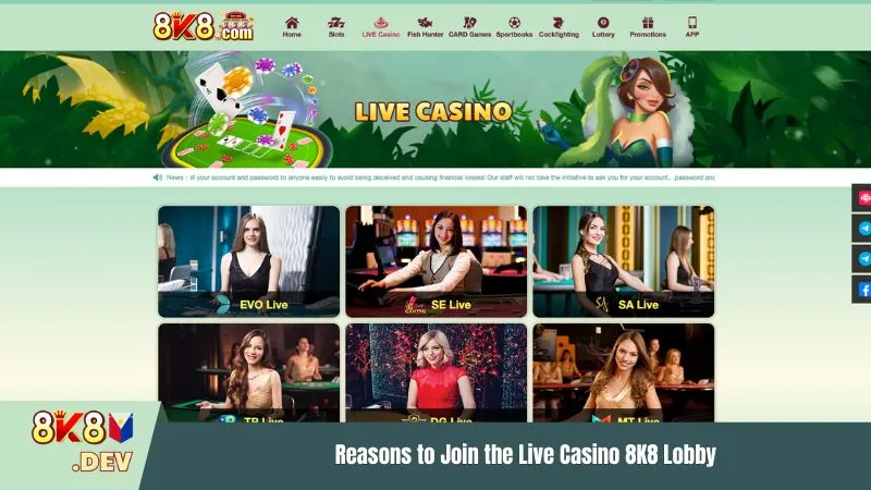 Reasons to Join the Live Casino 8K8 Lobby