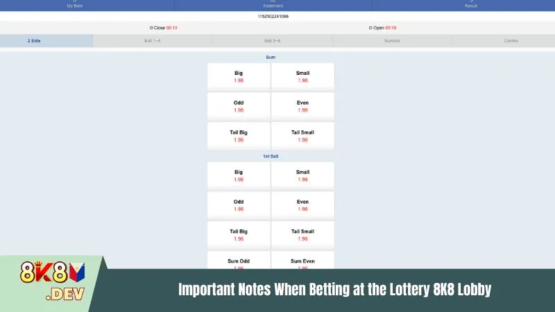 Important Notes When Betting at the Lottery 8K8 Lobby