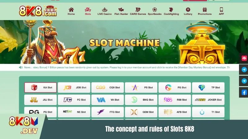 The concept and rules of Slots 8K8
