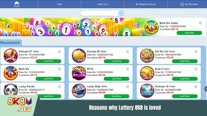 Reasons why Lottery 8K8 is loved