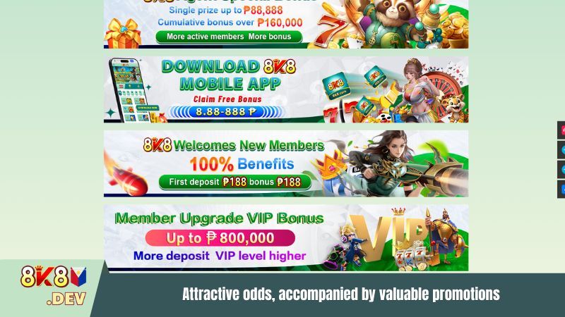 Attractive odds, accompanied by valuable promotions
