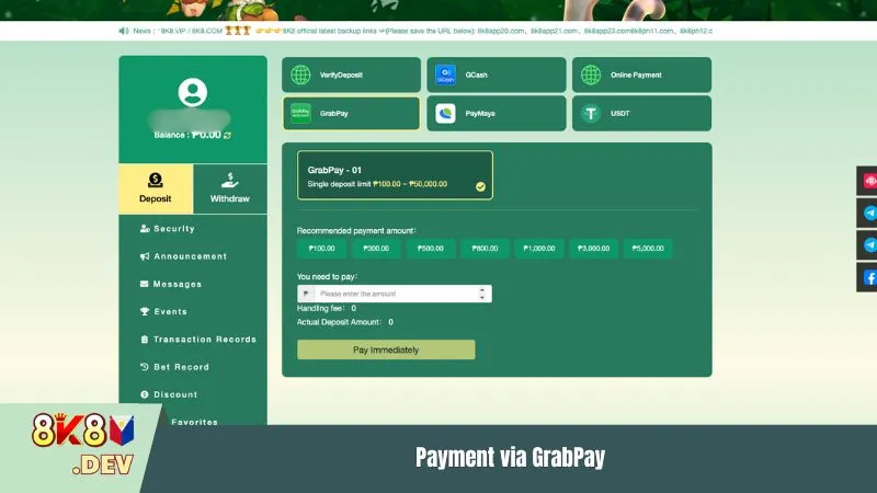 Payment via GrabPay